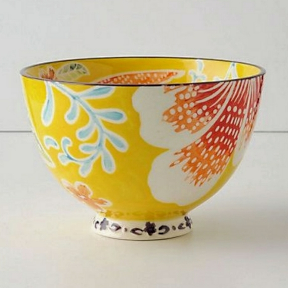 Anthropologie Other - Anthropologie Yellow Cereal Bowl With Bird